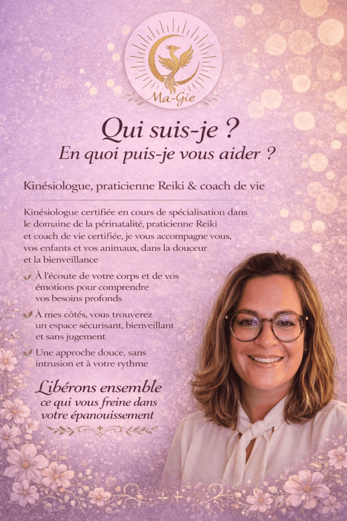 Manon Gois Kinésiologue certifiée, praticienne Reiki & Coach de vie certifiée, en Brabant wallon, à Incourt et Dongelberg